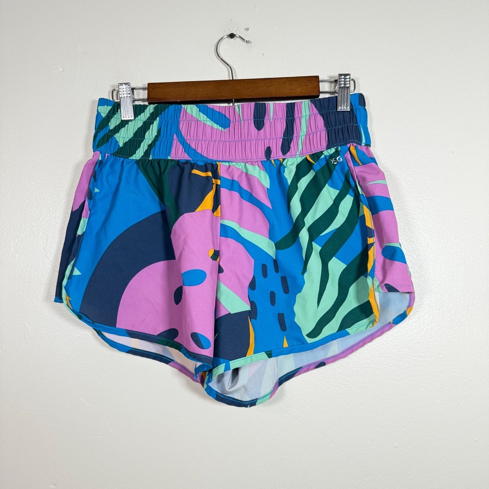 DSG Tropical Print Smocked Waist Athletic Running Shorts Size Medium Multicolor